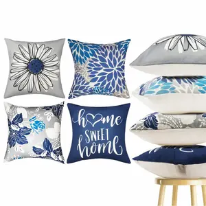 Set of 4 Decorative Throw Pillows Covers(No pillow core) 18x18 inch Linen Square Pillows Case, Farmhouse Outdoor Modern Boho Pillow Covers for Couch Sofa Living Room