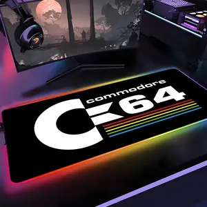 Commodore 64 Mouse Pad Gamer Rgb 1000×500mm 900×400mm 800×400mm 600x300mm Desk Mat Back Light Led Mousepad Setup Gaming Accessories Deskmat Big Mousepad Backlight