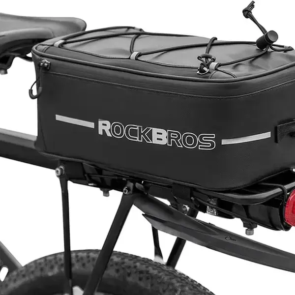 ROCKBROS Waterproof Bike Saddle Pannier Bag - PU Water Resistant Adults' Road Cycling Gear, Bike Rack Bag, Rear Rack Mount, Adjustable Straps, Fast Removal, Quick Installation, 6L/9L, All Seasons Outdoor Activities Accessories