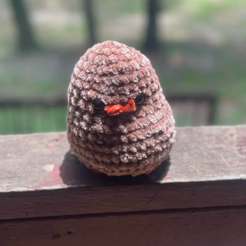 Crochet Baby Chicken - Adorable Handmade  Bird with Unique Orange Detailing