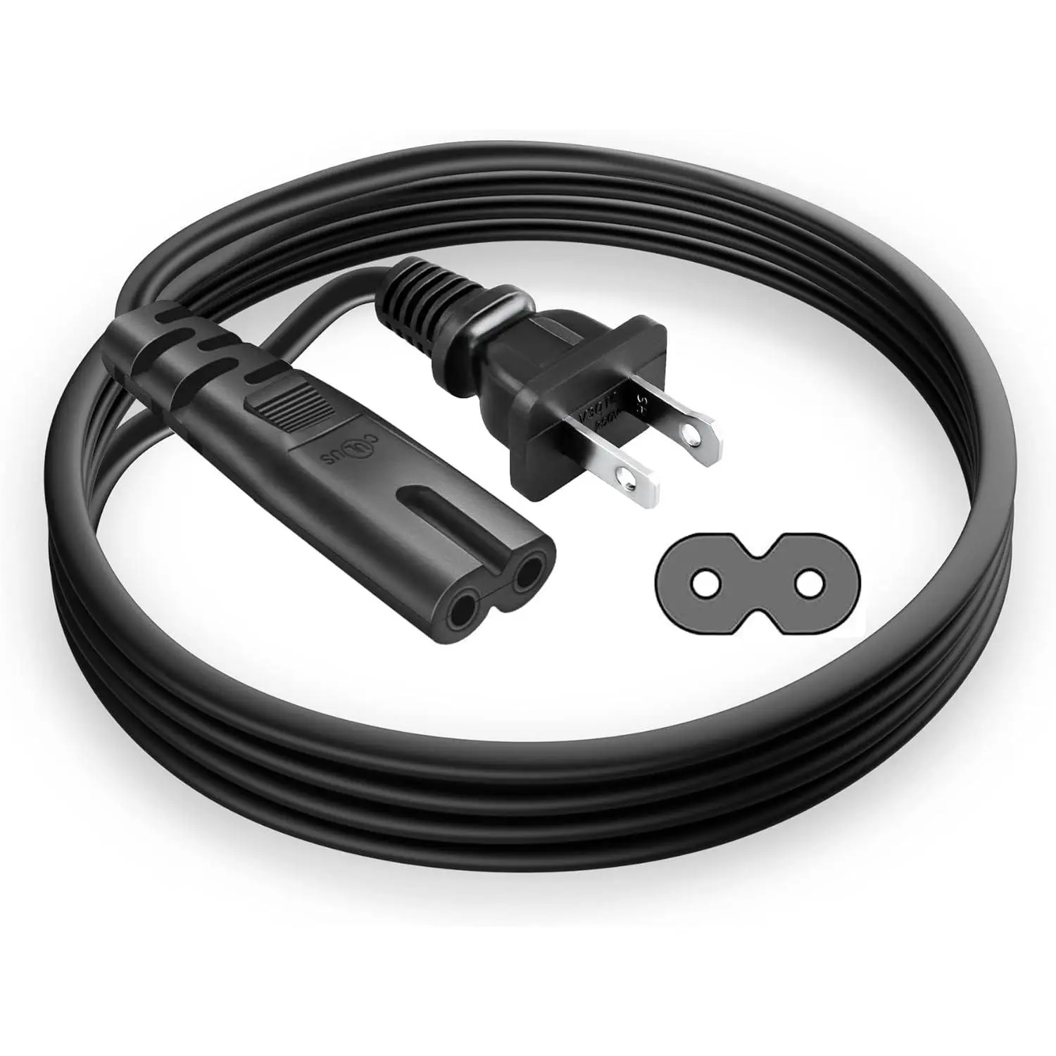 2-Prong Power Cord Replacement (6.0ft Audio Accessory) for JBL PartyBox 100/110/200/300/310/710/1000 On-The-Go Devices, JBL Soundbars, ONN Units, Deep Bass Surround Home Speakers