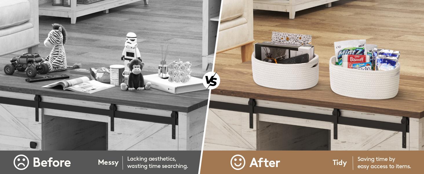 Lifewit 6 Pack Woven Baskets - Cotton Rope Baskets for Storage, White, Ideal for Organizing, Round Storage Box Caddy for Closet