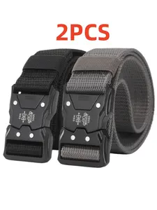 2pcs Versatile Men's Tactical Belts - Sturdy Ratchet Belt, Durable, Adjustable Design - for Outdoor Hunting & Sports Enthusiasts Men Belt