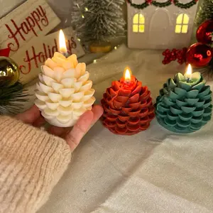 Pinecone Candles Set of 3 – Handmade Christmas Decor & Holiday Gift