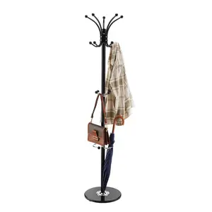 Freestanding Coat Rack with Marble Base, 14 Hooks & Umbrella Holder, Stable Design