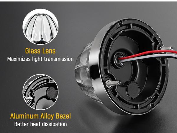 Partsam 2Pcs Amber LED Glass Lens Watermelon Strobe Lights, Turn Signal Marker Light Suitable for 10-30V Vehicles, Semi Trucks, Trucks, Pickup, Off-road, Aluminum Alloy Base，IP65 Waterproof