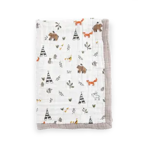 Cotton Muslin Baby Quilt - Forest Friends