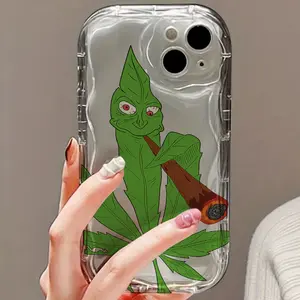 Funny Anthropomorphic Leaf Character Phone Case for iPhone  17,16, 15, 14, 13, 12,11,XR  Air PRO PLUS, MAX, SAMSUNG GALAXY S22, S23, S24, S25, S26 ULTRAPLUS.Made of TPU material, with fashionable design and featuring anti-drop protection function