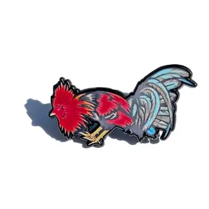 Angry Rooster Red Pin For Caps And Clothing Enamel Badge  Gallo Gallero Mexican Latino Mexico Rooster Farm Fighting Gallo de Pelea #2