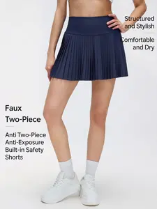 Womens Cotton Linen Skorts Casual Cute A-Line Mini Skirts with Ruffle Inner Waistband Athletic Shorts Activewear