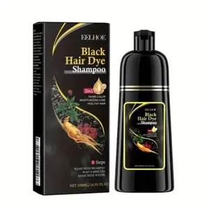 Hair Dye Shampoo (Black) – 3-in-1 Natural Hair Color for Gray Hair, Herbal Ingredients, Easy at-Home Use – Herbal Formula – Hair Dye for Women & Men (Black) Haircare