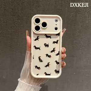 Creative Minimalist Dachshund Pattern Phone Case , Soft Silicone Tpu Protection and Shockproof For iPhone 17 16 15 Pro Max 14 16Pro 13 12 11 Plus Air Cover