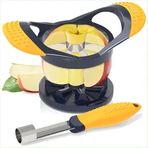 Apple Slicer & Apple Corer Tool - Sharp Stainless Steel Apple Cutter 8 Slices - Fruit Cutter For Apple, Pear, Peach (Apple Slicer & Apple Corer with base)