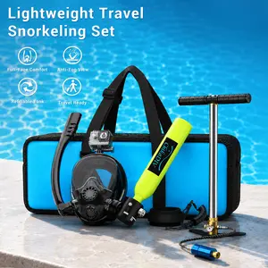ChikaDIV 0.5L Mini Scuba Set, Summer Snorkeling Water Gear with Full-Face Anti-Fog Mask, Refillable Tank, Mouthpiece-Free Comfort & Easy-to-Use Design for Pool Days, Beach Trips & Shallow Water Fun