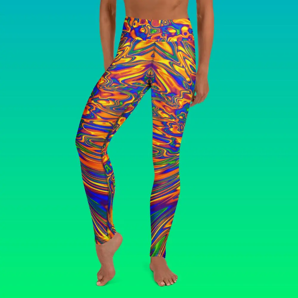 Chromatic Wax: Blazing Hot Lava Women's Yoga Leggings