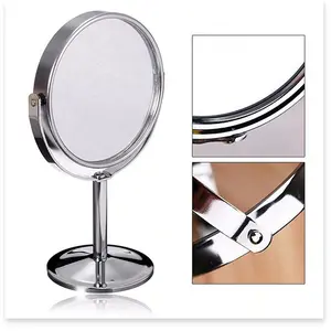 Double-Sided Makeup Mirror with Stand – 360° Rotating Vanity Mirror with 2X Magnification