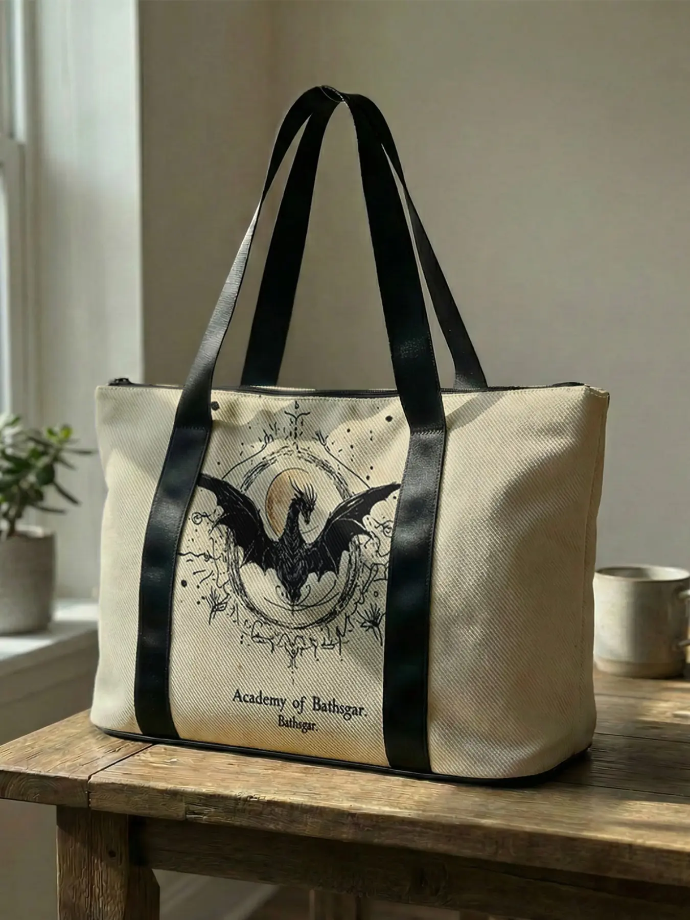 Dragon Print Handbag, Large Capacity Travel Luggage Bag, Portable Overnight Bag, Fashion Yoga Training Bag, Shoe Storage Crossbody Bag