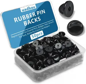 50PCS Rubber Pin Backs – PVC Lapel Pin Backings, Replacement for Enamel Pins, Badges, Hats, Brooch, Tie Tack, Butterfly Clutch Cap Keepers – Securely Hold Pins & Accessories - Black