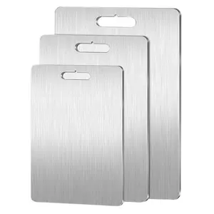 Stainless Steel Chopping Board, 1 Piece Double Sided Food Grade Chopping Board, Kitchen Cutting Board for Meat, Fruit, Vegetable, Durable Chopping Board