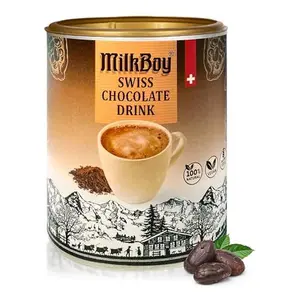 Milkboy Swiss Chocolates Gluten Free Hot Chocolate Mix for Cold or Hot Cocoa - Kosher, Vegan, Gourmet Swiss Chocolate Drink Mix, Made in Switzerland, Rainforest Alliance Certified Cocoa, 12 OZ