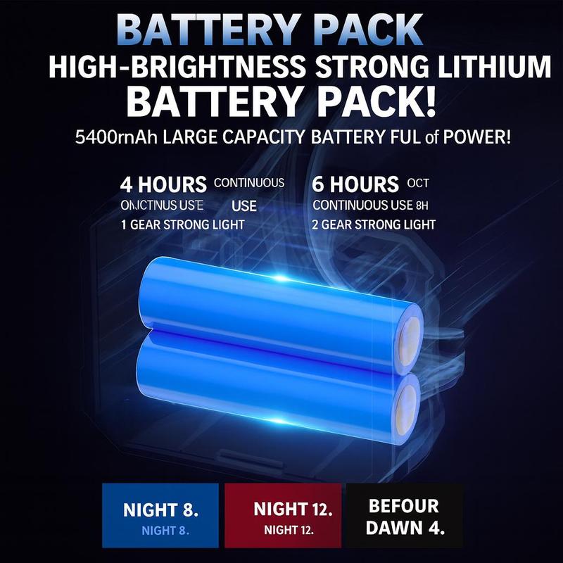 High-Intensity Smart Motion Sensor Spotlight - Adjustable brightness, real-time battery display, super bright light, perfect for night fishing & outdoor use, tripod mountable, waterproof & durable