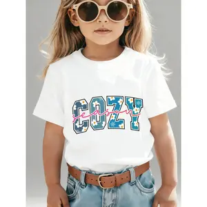 Cozy Hygge Lifestyle Black & White T-shirt for Kids |   100%, Breathable, Comfortable Fabric, Casual Style, Crew Neck, Regular Fit, Cartoon Pattern, Perfect for All Seasons (3-13Y)