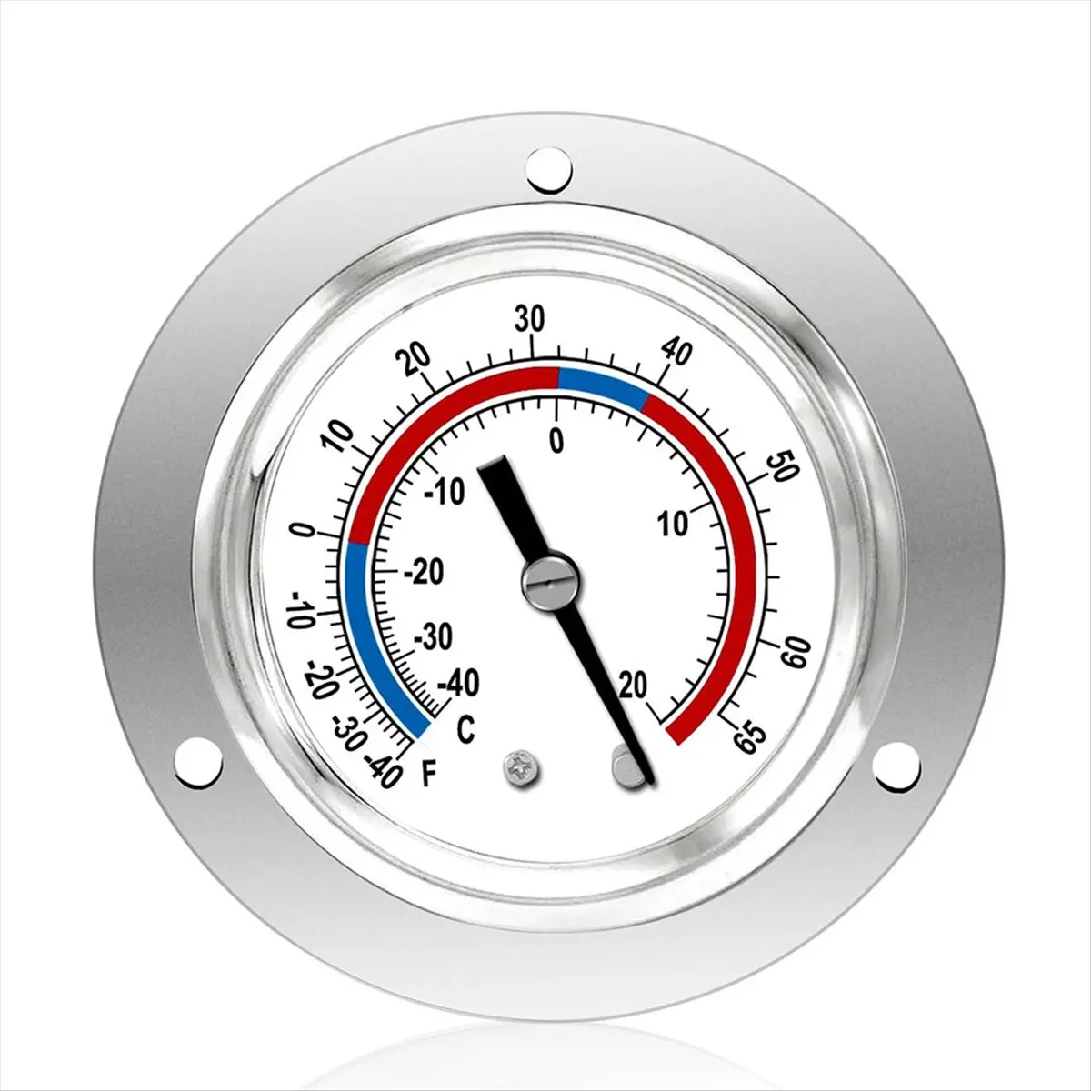 Stainless Steel Mechanical Refrigeration Thermometer - 2-Inch Capillary Tube, Large Dial, Panel Mount, for Commercial Refrigeration, Residential Use, Kitchen Utensils (-40 to 65℉/-40 to 20℃)