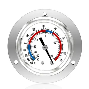 2-Inch Capillary Design Cooler Thermometer, Metal Stainless Steel Panel Mount Refrigeration Gauge, -40 to 65℉ / -40 to 20℃
