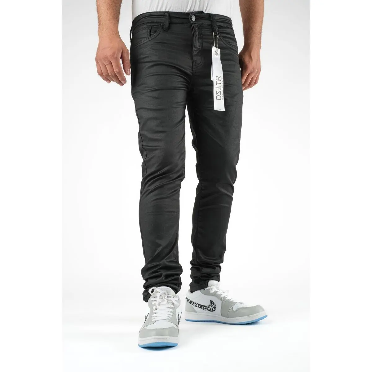 DZTR BLACK WAX STRETCH PANTS