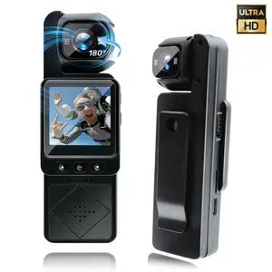 Vlogging & Body Camera, 180° Wearable Sports Camera with 6x Zoom, Wi-Fi, IR Night Vision, Wide Angle Lens, Portable Pocket Action Camera, Video Recording Camera, Video Blog Camera for YouTube, Cycling, Skiing, Outdoor Recording