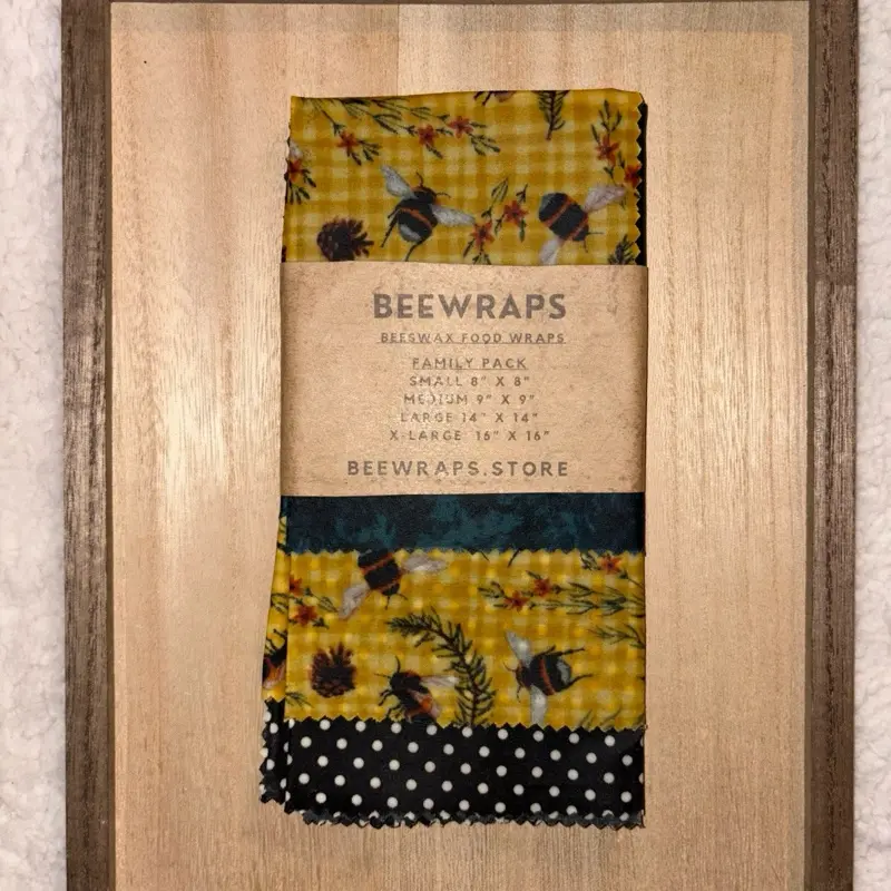 BeeWraps Store Beeswax Food Wrap Family Pack Ecofriendly Reusable Compostable Cotton Wrap Small 8"x8" Medium 10"x10" Large 14"x14" X-Large 16"x16" Utensils Kitchen