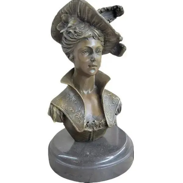Signed Original Milo Beautiful Young Woman Bust Bronze Sculpture Statue Marble Figure