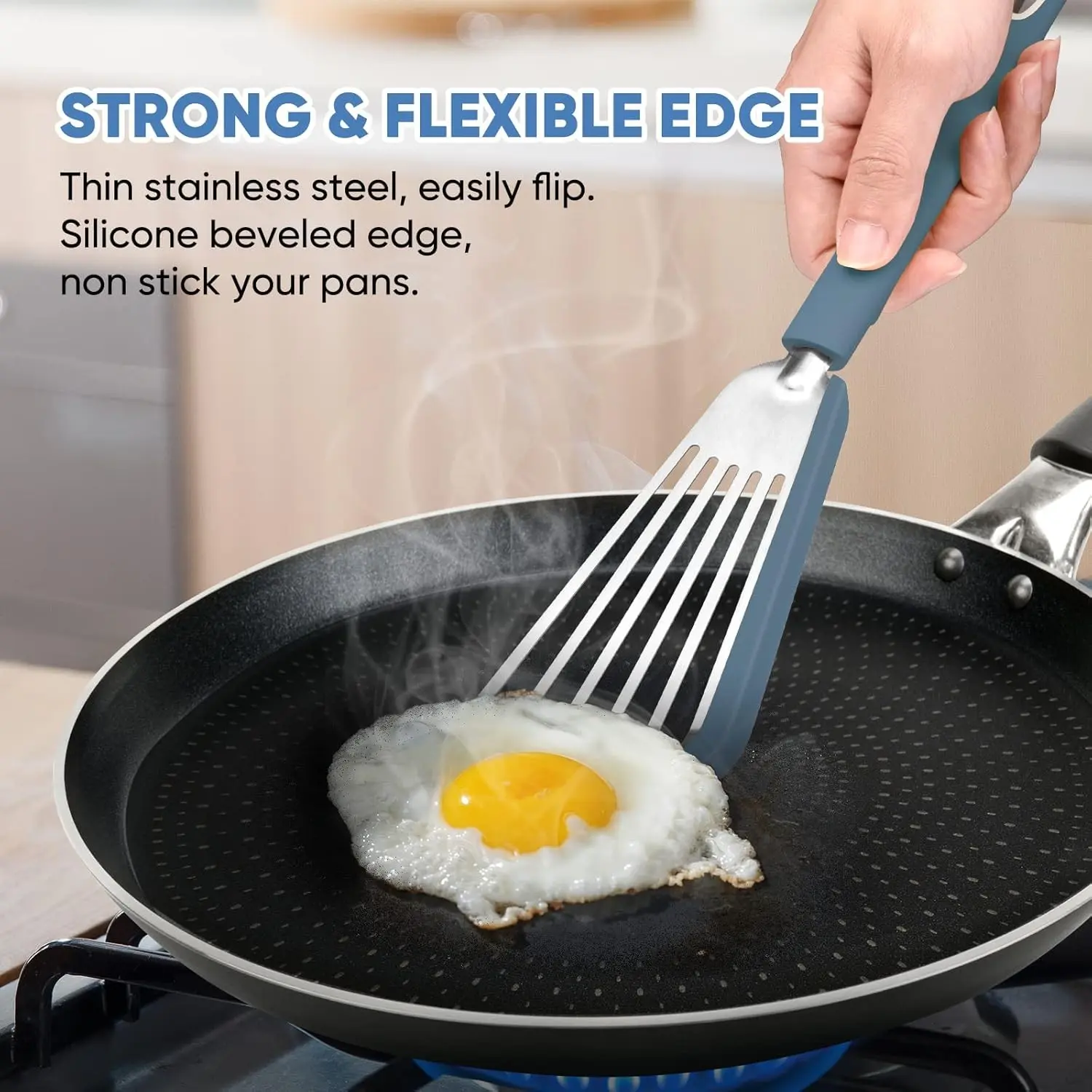 Non-Stick Silicone Turner with Heat Resistant Handle, Durable Cooking Utensil for Flipping & Turning Food, Ideal for Home Kitchen Use, Kitchen Utensils, Kitchen Tools and Gadgets