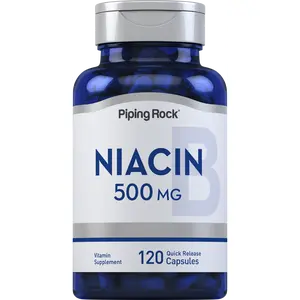 Piping Rock Niacin 500mg Flush | 120 Capsules | Non-GMO and Gluten Free Supplement