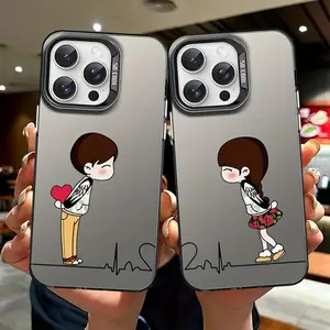 Love Couple Gift Phone Case for iPhone 17 Air 16 15 Pro Max 14 Plus 13 12 11 Pro, Color Silver Shockproof Protective Phone Cover