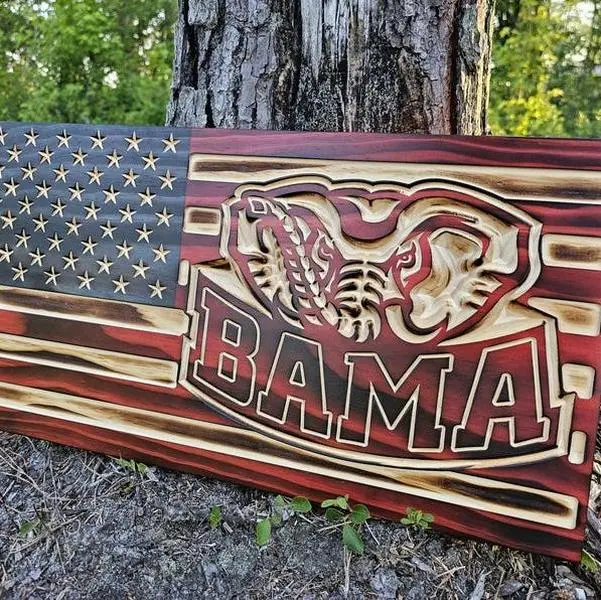 CNC Wood Sign, Bama-Themed Custom Decor for Home, Office, or Game Day Displays