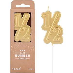 1/2 Inch Large Gold Number Birthday Candles for Cake, Party Celebration