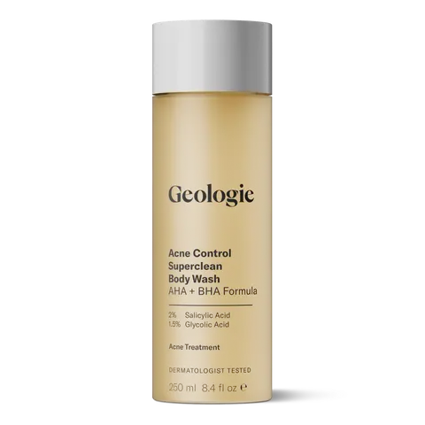 Geologie Acne Control Body Wash | Exfoliating AHA + BHA Cleanser for Men & Women | Reduces Bacne & Body Breakouts