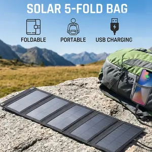 Portable Foldable Solar Panel, 1 Set 10W Solar Panel Charger, Outdoor Solar Panel Kit for Mobile Power, Camping, Hiking, Car, Boat, Phone, Monitoring