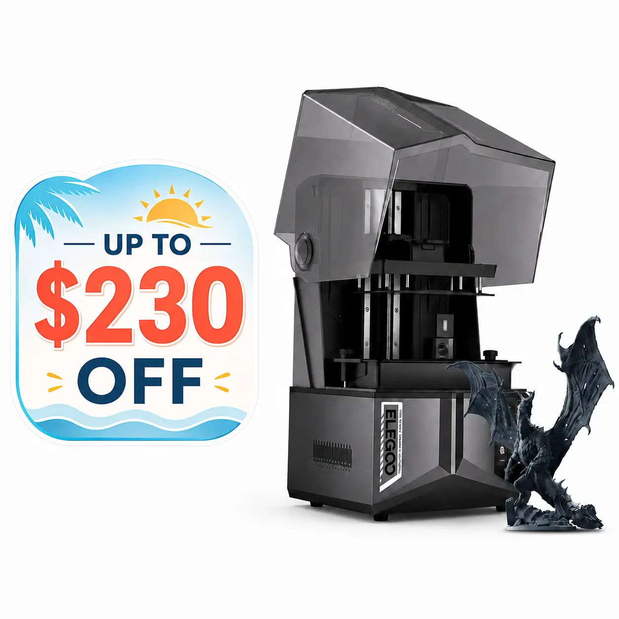 ELEGOO Saturn 4 Ultra 16K Resin 3D Printer with 10" 16K Mono LCD and Flip-up Lid, Smart Tank Heating at 30 °C, 150mm/h High Speed Printing, Large Printing Size of 8.33 × 4.66 × 8.66 Inches