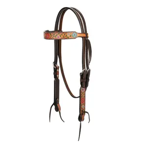 Weaver Leather Floral Vine Hand-Tooled Leather Browband Headstall - Premium Western Tack