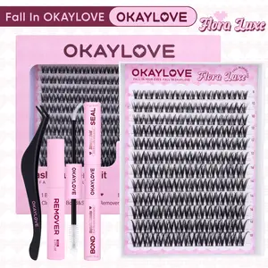OKAYLOVE Lash Clusters Kit, Flora Luxe Wispy Cluster Lashes with Long-lasting Lash Bond and Seal, Tweezers and Remover DIY at Home for Natural Clean Girls Makeup DealsForYouDays