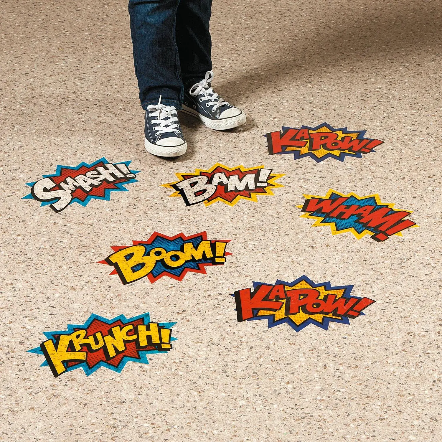 10 1/2" x 8" Superhero Words Peel & Stick Vinyl Floor Decals- 3 Pc.