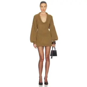Helsa Vilde Micro Mini Dress in Light Olive