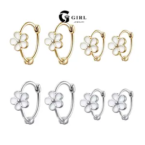 GGIRL Flower Circle Earrings Dual Sizes 7mm/10mm Minimalist Geometric Design with Soft Floral Elements Simple Stylish Ideal for Dates Birthdays Anniversaries Festivals