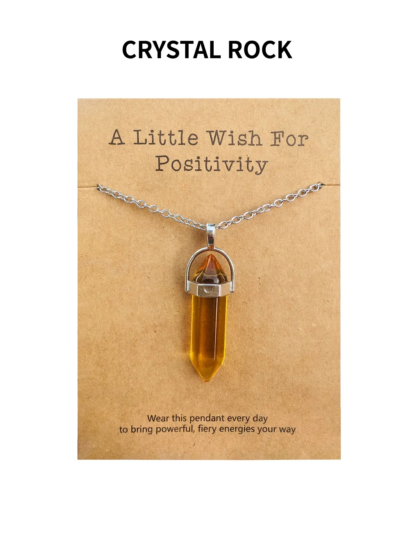 Crystal Hexagonal Topaz Pendant Necklace, Includes Motivational Pocket Blessing Card, Stress Relief Chakra Energy Jewelry, Unisex Fashion Gift, Sentimental necklaces, Celestial Pendant Necklace