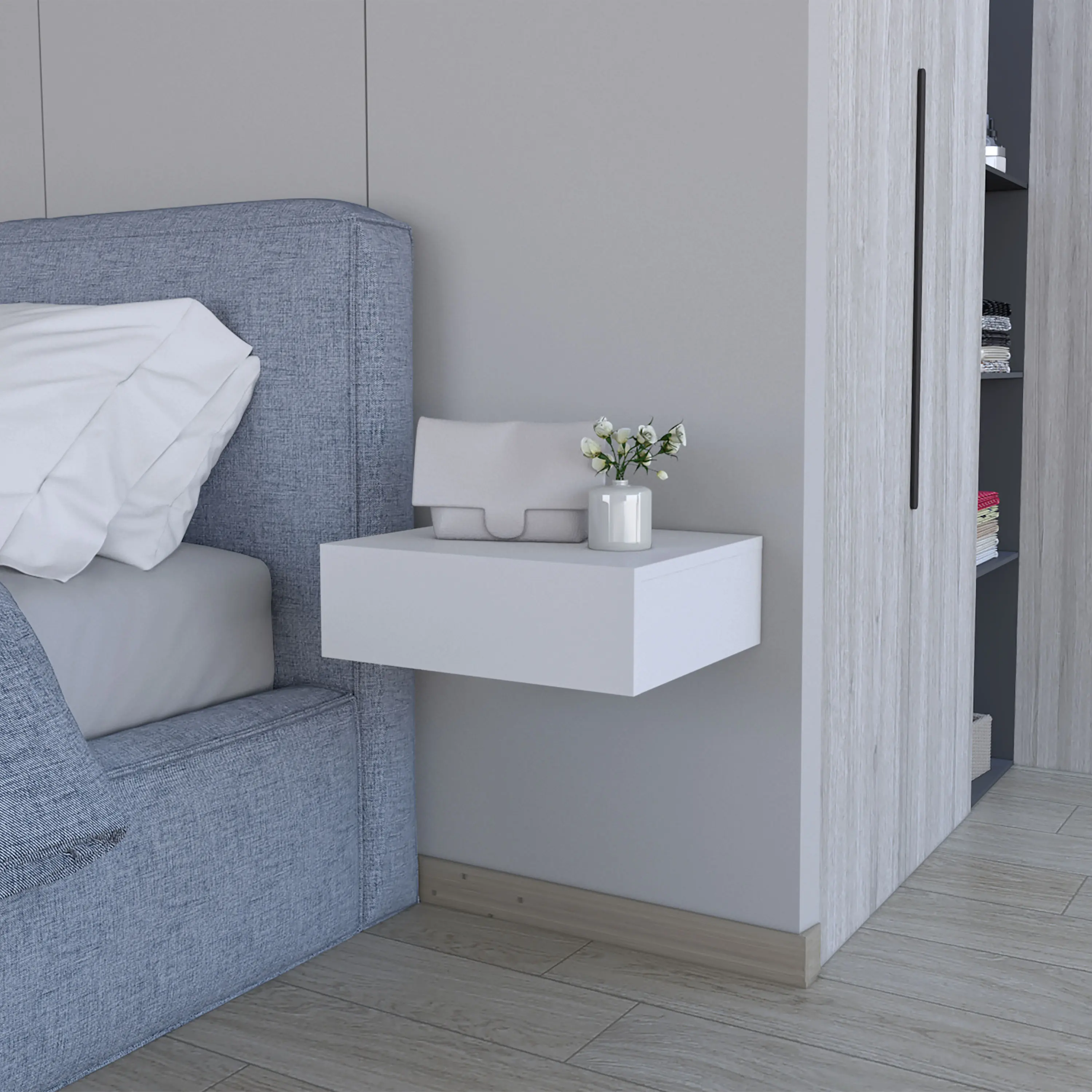 【GOOGREAT】Vienna Floating Nightstand, Sleek Wall-Mounted Design with Spacious Drawer Storage
