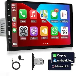 Single Din 9 Inch Car Radio with CarPlay & Android Auto, Touch Screen Car Stereo, Mirror Link, FM AM Audio, Bluetooth 5.0 | SWC+MIC, Car Multimedia Player(This product does not include a rear camera. A rear camera must be purchased separately.)