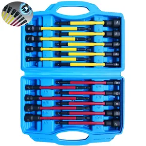Magnetic Nut Driver Bit Set, 18-Piece Extra Long Nut Driver Set for Impact Drill, Metric & SAE, PH1 & PH2 Screwdriver Bits 1/4 Drive Shank Adapter Extension, Durable for Professional Projects allen  key  tool