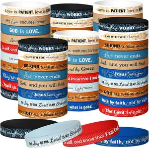 120 count Rubber  Verse Bracelets Religious  Christian Scripture Bracelets Inspirational Bulk  Verse  Wristbands for Men Women Christmas